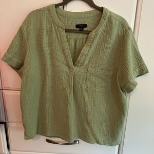 J.Crew V-neck double-gauze popover in sage green XL